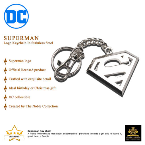 Superman 5cm Stainless Steel Logo Keychain - Image 5