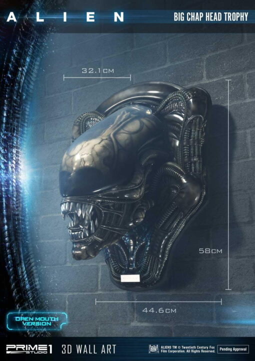 Alien Big Chap Head Trophy - 3D Wall Art Open Mouth Version By Prime1Studio - Image 4
